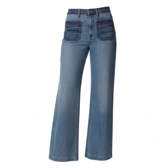 Jessica Simpson Denim - JS Wide Leg Jeans- Tease High Waist -Size 12 Petite-EUC $110 Retail